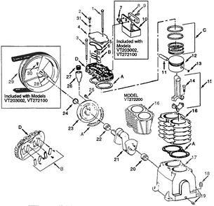 Pump Parts Diagram and Parts List for VT272200  Campbell Hausfeld Compressor